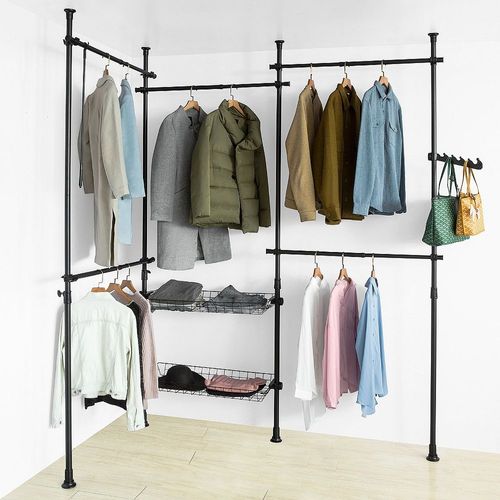Sobuy Kls04-Sch Télescopique Garde-Robe Système De Penderie Télescopique Avec 5 Barres Portant De Vêtemen