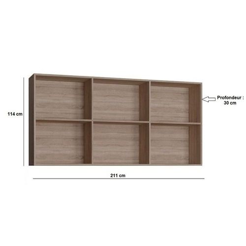 Surmeuble Lit Escamotable Vertigo 90 X 200 Cm Chêne Naturel
