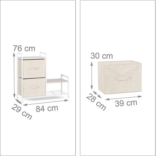 Commode Meuble De Rangement Étagère Avec Tiroirs Tissu Beige 13_0002582_4