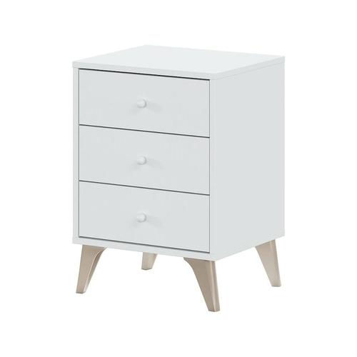 Table De Chevet Avec 3 Tiroirs Coloris Blanc Artic - Hauteur 56 X Longueur 40 X Profondeur 33,5 Cm