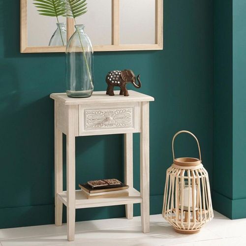 Table De Chevet En Bois Blanchi 1 Tiroir H 67 Cm