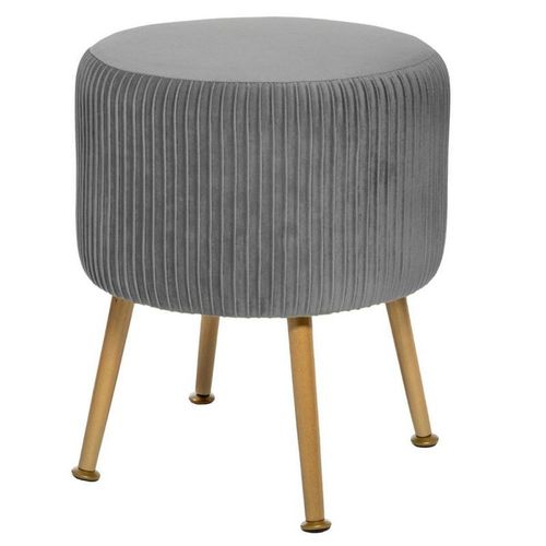 Tabouret En Velours Gris Plissé H 41 Cm