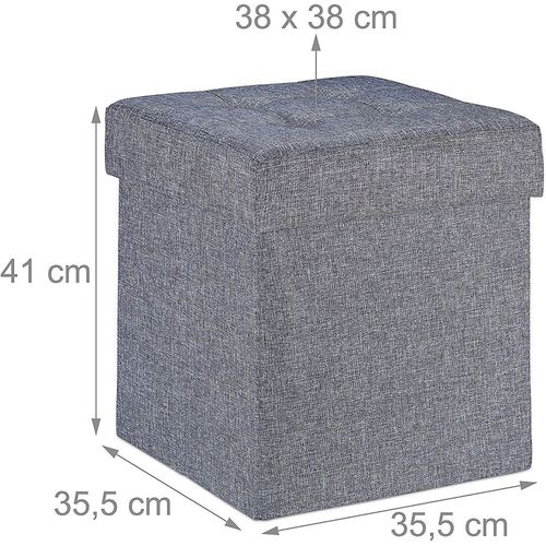 Tabouret Coffre Pouf Avec Espace De Rangement Gris 13_0002755