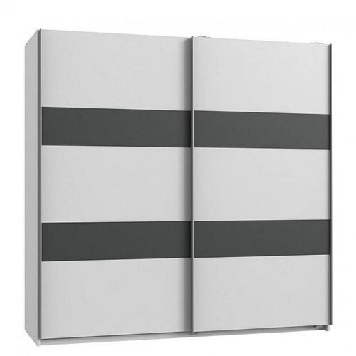 Armoire De Rangement Aude Portes Coulissantes 179 Cm Blanc Mat Rechampis Graphite