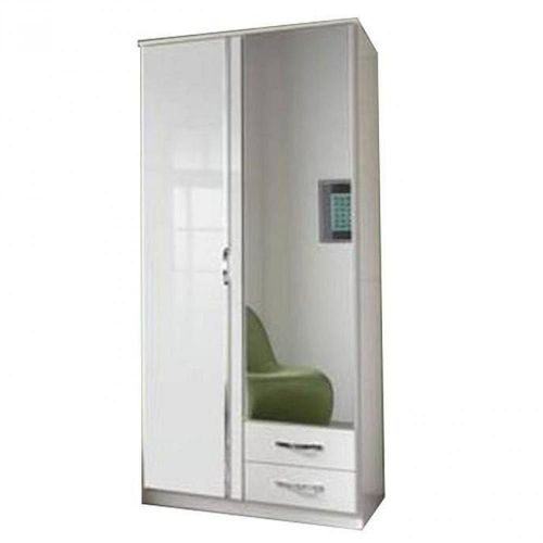 Armoire 2 Portes Miroir Kroos Blanc / Laquée Blanc Brillant