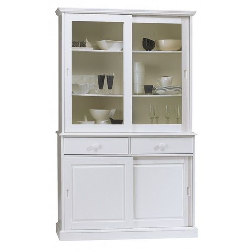Vaisselier Blanc 4 Portes Coulissantes