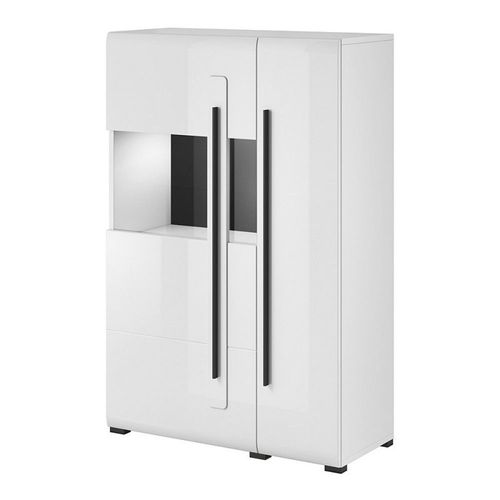 Vitrine Design Xl Collection Breda. 2 Portes, Coloris Blanc Mat Et Blanc Brillant.
