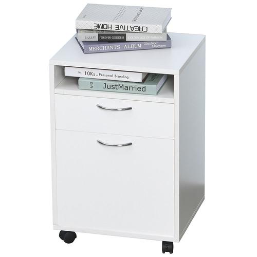 Caisson De Bureau Rangement Bureau Sur Roulettes Tiroir Placard Niche Panneaux Particules Blanc