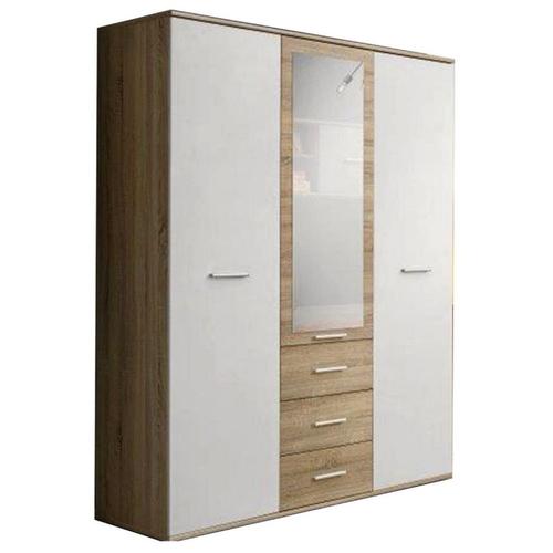 Armoire 3 Portes "Dino" 191cm Chêne & Blanc