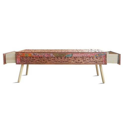 Banc 2 Tiroirs "Jodipa" 140cm Cuivre & Multicolore