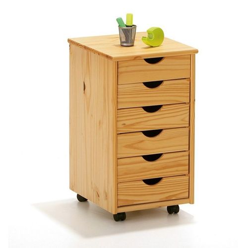 Caisson De Bureau 6 Tiroirs "School" 65cm Naturel