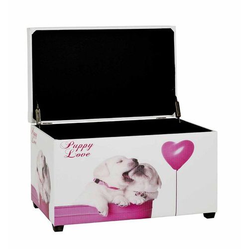 Coffre De Rangement Vintage "Puppy" 65cm Blanc