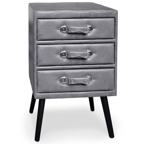 Commode 3 Tiroirs En Simili "Strano" 78cm Gris
