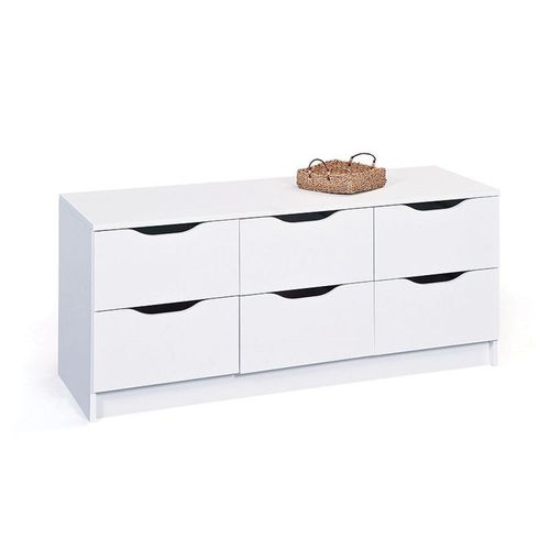 Commode 6 Tiroirs "Tilda" 122cm Blanc