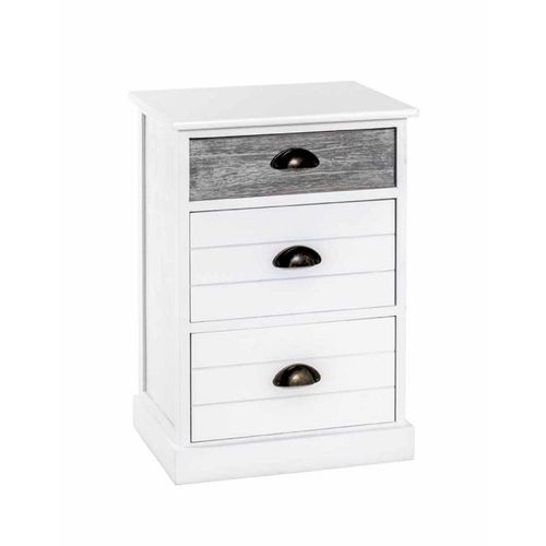 Commode En Bois 3 Tiroirs "Mario" 60cm Blanc
