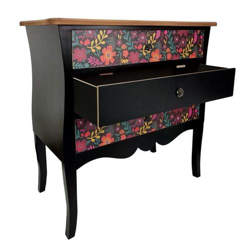 Commode En Bois 3 Tiroirs "Olga" 76cm Noir