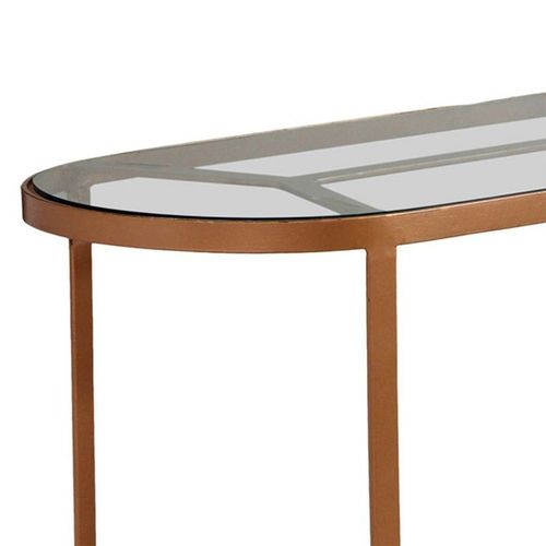 Console En Métal & Verre Design "Firmin" 100cm Cuivre