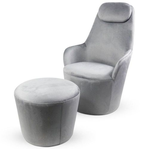 Fauteuil & Repose-Pieds "Gondal" 99cm Argent