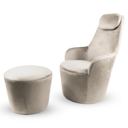 Fauteuil & Repose-Pieds "Gondal" 99cm Taupe