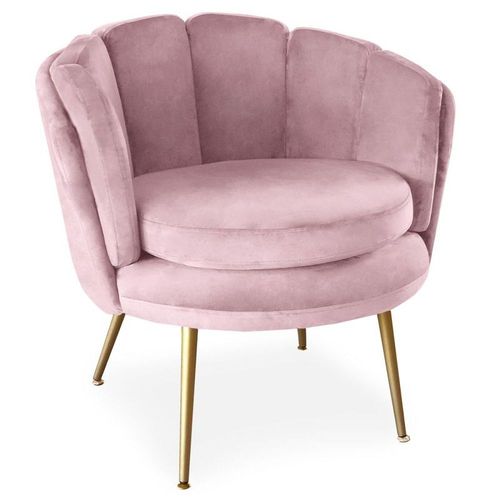 Fauteuil Arrondi En Velours "Sibut" 80cm Rose