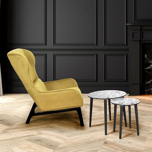 Fauteuil Velours Côtelé Roma - Jaune Moutarde - H. 96 Cm