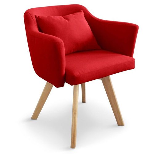 Fauteuil Scandinave En Tissu "Delante" 67cm Rouge