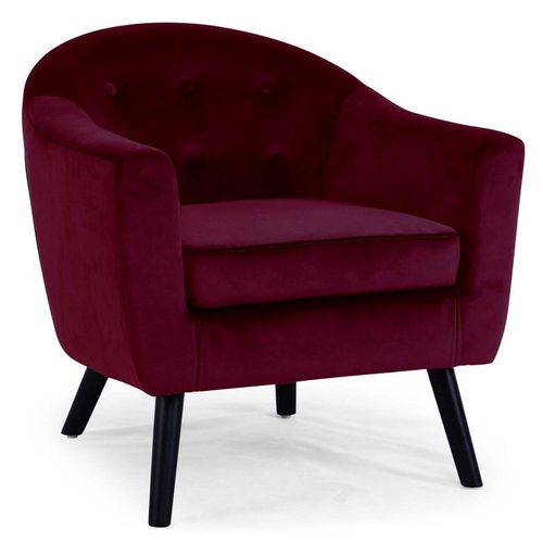 Fauteuil Scandinave Velours "Lopy" 79cm Bordeaux