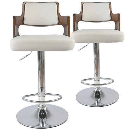 Lot De 2 Chaises De Bar "Paddington" 110cm Noisette & Blanc