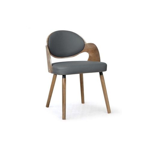 Lot De 2 Chaises Design "Kadoa" 72cm Gris & Bois Vintage