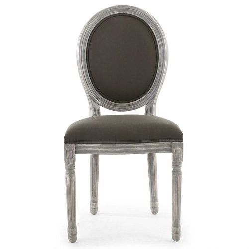 Lot De 2 Chaises Médaillon "Quing" Tissu Gris