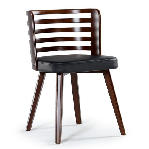 Lot De 2 Chaises Scandinave "Danna" 73cm Simili Noir & Bois Noisette
