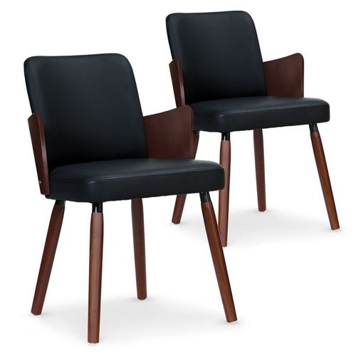 Lot De 2 Chaises Scandinave "Helen" 75cm Noir Noisette