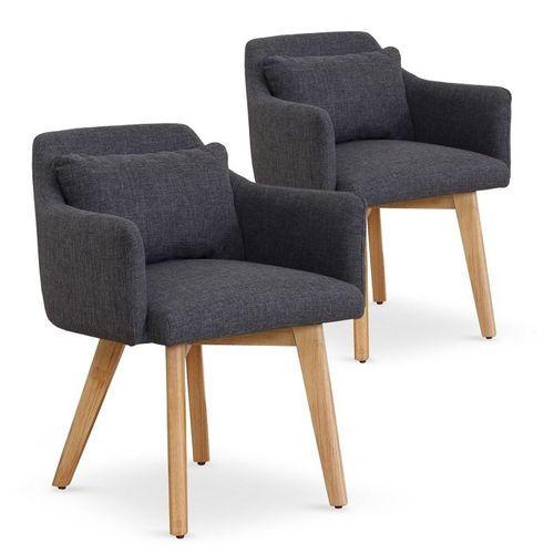 Lot De 2 Fauteuils Scandinave "Alan" 70cm Gris Foncé