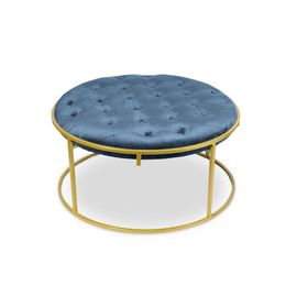 Lot De 2 Poufs Design En Velours "Valona" 75cm Bleu