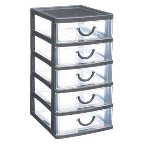 Module De Rangement 5 Tiroirs 26cm Gris