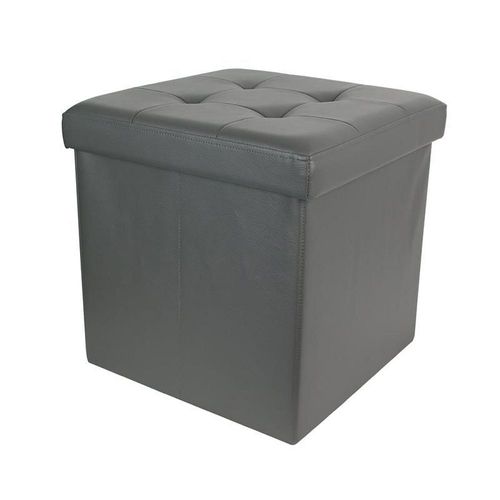 Pouf & Coffre De Rangement "Home Factory" 38cm Gris