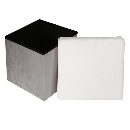 Pouf & Coffre De Rangement "Léo" 38cm Gris