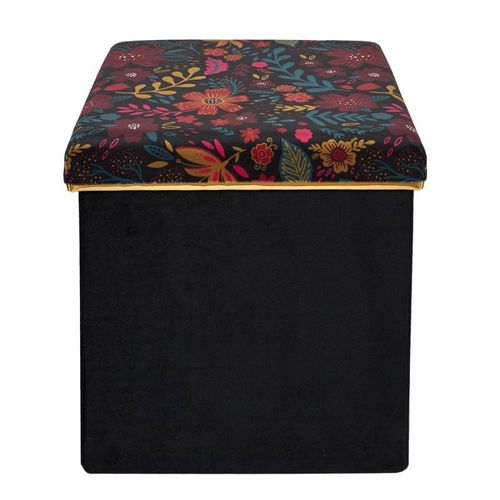Pouf & Coffre Pliable À Motifs "Olga" 38cm Noir