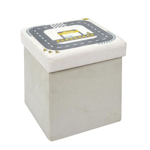 Pouf & Coffre Pliable Enfant "Circuit" 30cm Gris