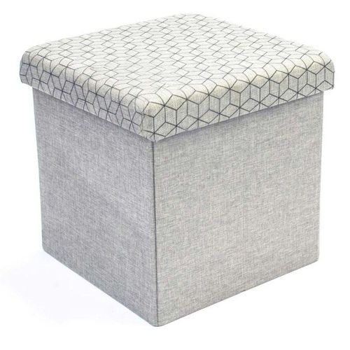 Pouf Coffre Pliable À Motifs "Geo" 37cm Gris & Noir