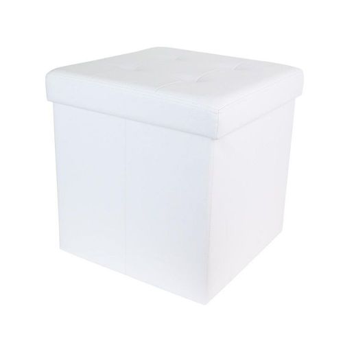 Pouf Coffre Pliable Capitonné "Cesaro" 37cm Blanc