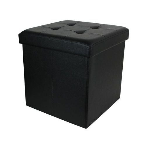 Pouf Coffre Pliable Capitonné "Cesaro" 37cm Noir