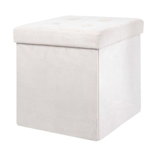 Pouf Coffre Pliable En Suédine "Juno" 37cm Beige