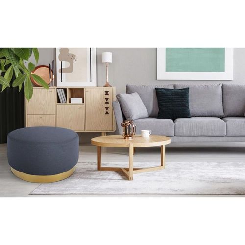 Pouf Rond En Velours Design "Minnie" 75cm Gris