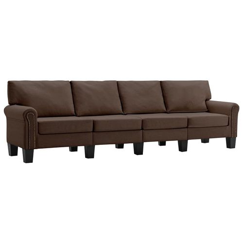 Canapé À 4 Places Marron Tissu - Vidaxl