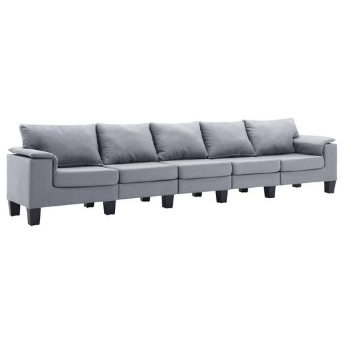 Canapé À 5 Places Gris Clair Tissu - Vidaxl
