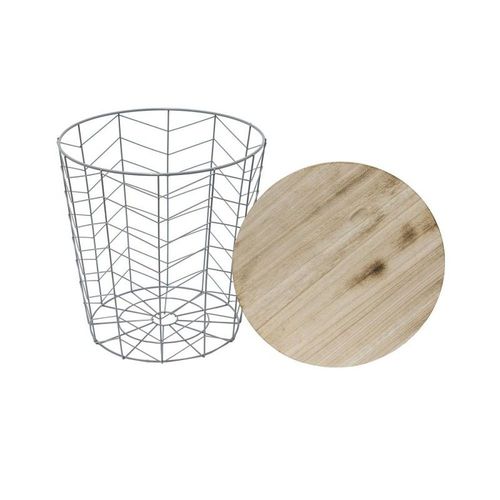 Table D'appoint Ronde Design "Chevron" 40cm Gris