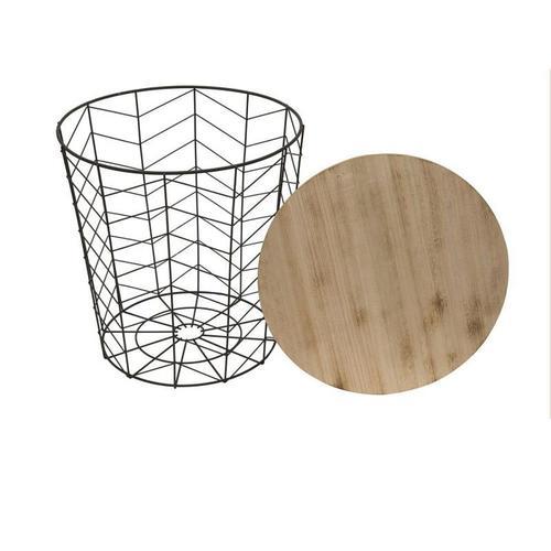 Table D'appoint Ronde Design "Chevron" 40cm Noir