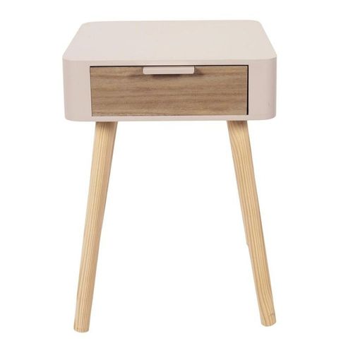 Table De Chevet 1 Tiroir "Bois" 48cm Rose