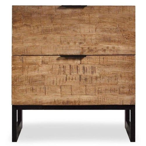 Table De Chevet 2 Tiroirs "Bolta" 55cm Naturel